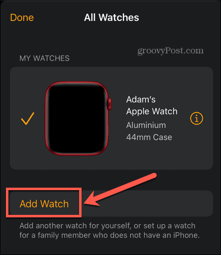 apple watch aggiungi orologio