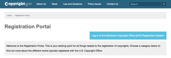 Utilizza il portale di registrazione su Copyright.gov per guidarti attraverso il processo.