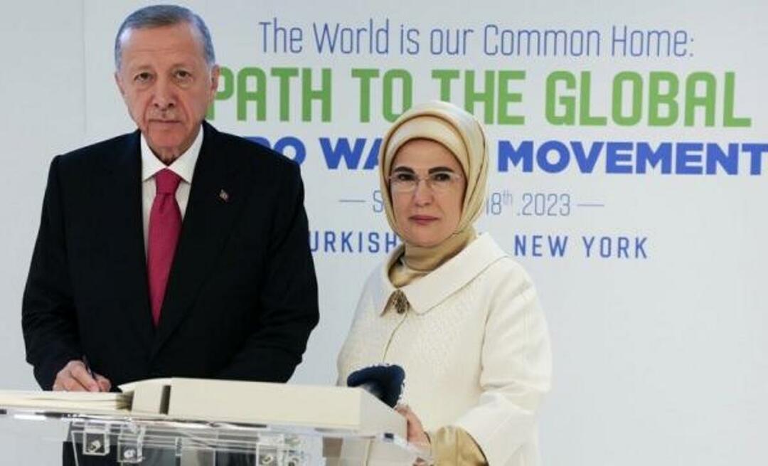 Un gesto del presidente Erdoğan, che è stato il primo a firmare la "Dichiarazione di buona volontà Rifiuti Zero", verso sua moglie Emine Erdoğan!