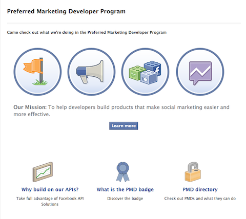 programma per sviluppatori di marketing preferito da Facebook