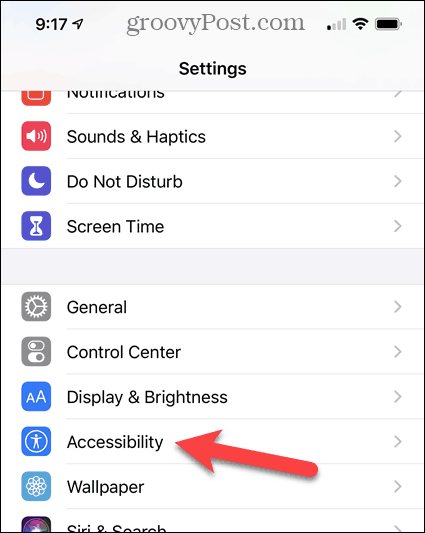 Tocca Accessibilità nella schermata Impostazioni iPhone