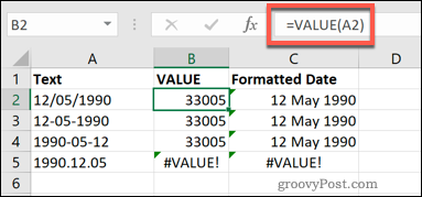 La funzione VALUE in Excel