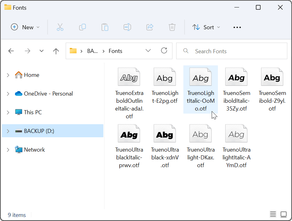 Installa o disinstalla i caratteri su Windows 11