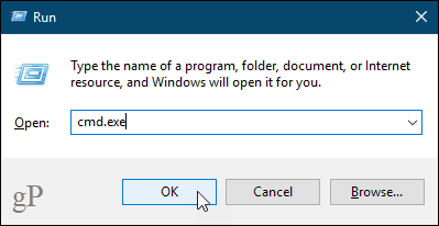 Apri la finestra del prompt dei comandi in Windows 10