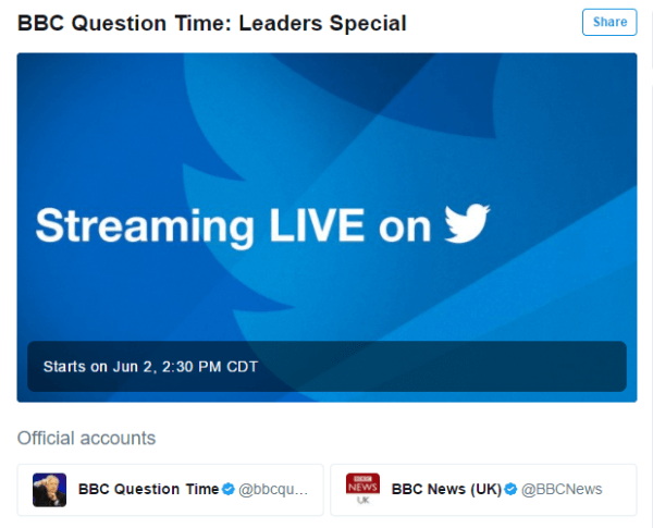 Twitter e la BBC annunciano la prima partnership di live streaming.