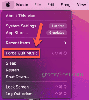 mac force chiude l'app musicale