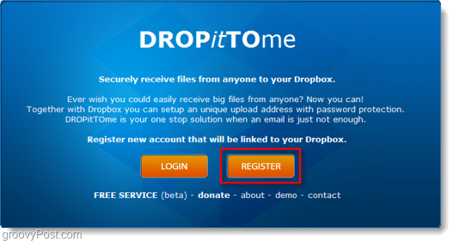 creare un account di caricamento dropbox dropittome