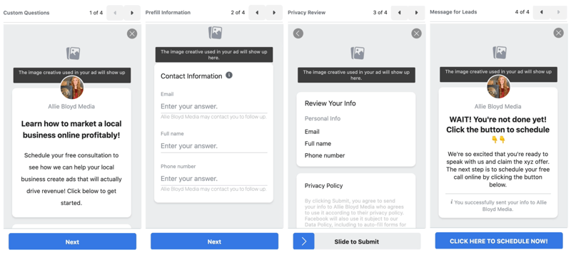 Gli annunci lead di Facebook creano una nuova opzione di modulo per i lead per visualizzare in anteprima le impostazioni e le opzioni del modulo per i lead prima della pubblicazione