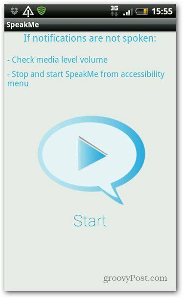 SpeakMe per Android Start