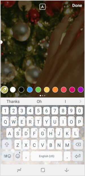Le storie di Instagram scelgono il colore del testo