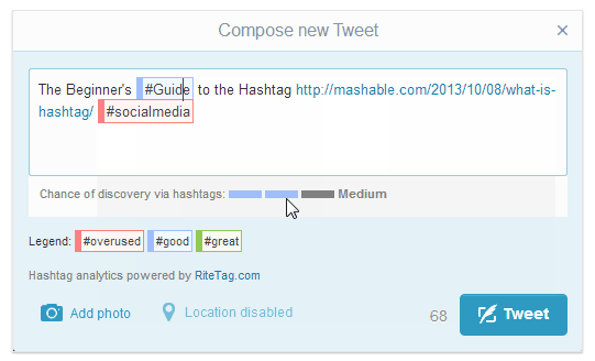 RiteTag trova hashtag migliori per far trovare e condividere i tuoi tweet.