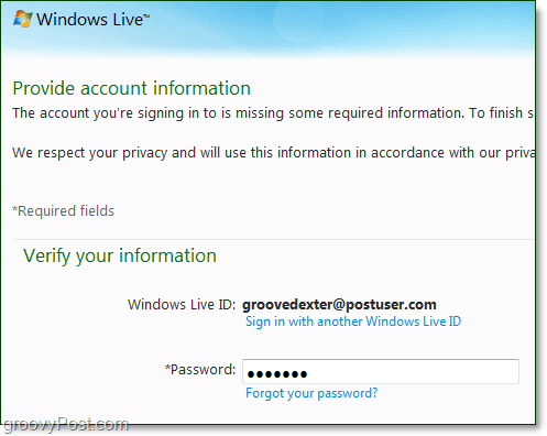 cambia la password del dominio windows live