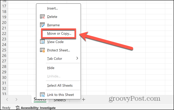 spostare o copiare Excel