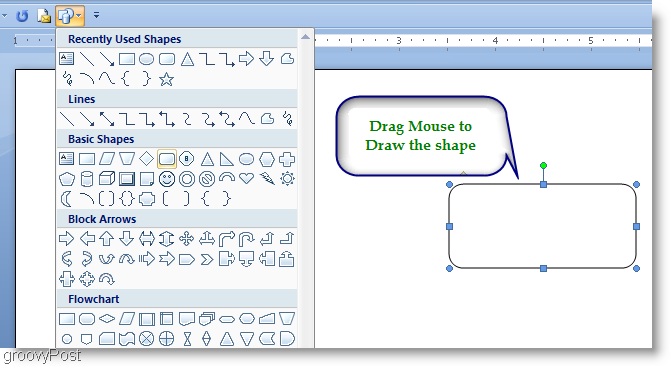 Microsoft Word 2007 Disegna la forma trascinando il mouse