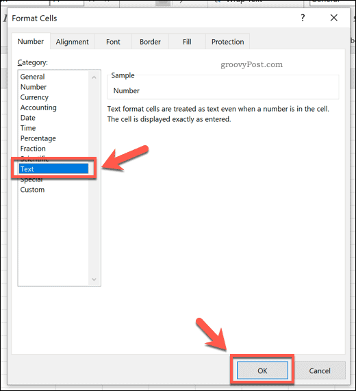 Formattazione delle celle come testo in Excel