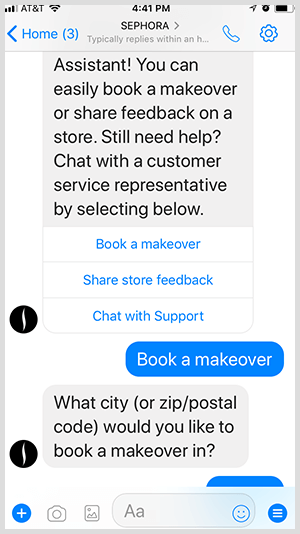 Con un bot Messenger, Sephora qualifica i lead per gli appuntamenti di restyling.