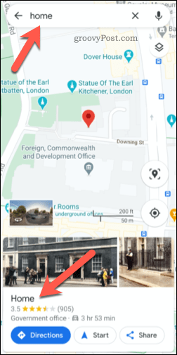 Un indirizzo Google Maps salvato