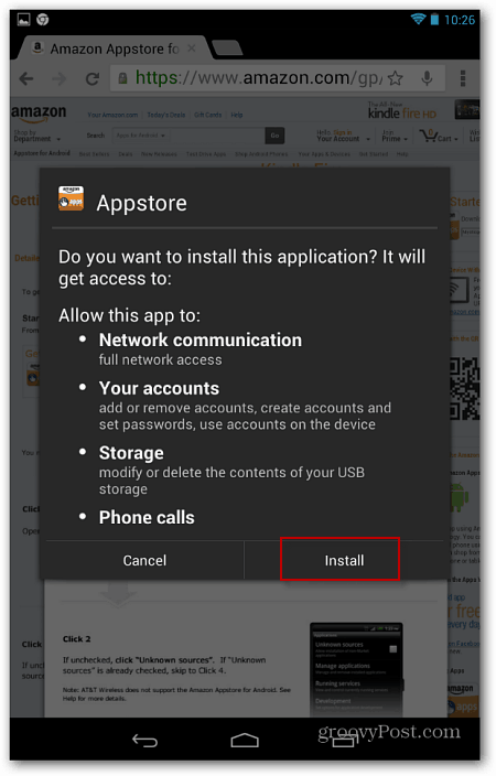 Inizia a installare Amazon App Store