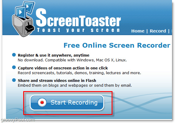 avviare una registrazione di cattura dello schermo usando screentoaster