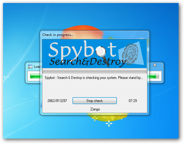 Ricerca Spybot e distruzione della scansione