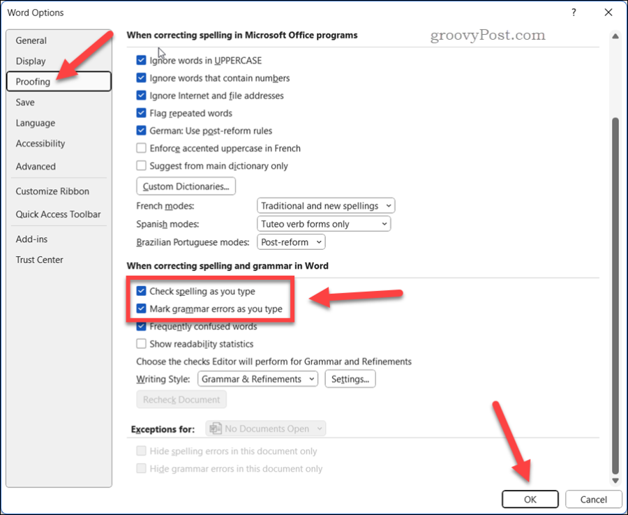 Abilita il controllo ortografico e grammaticale in Word