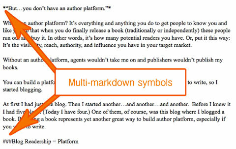 simboli multimarkdown nel testo