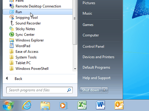 Menu di avvio di Windows 7