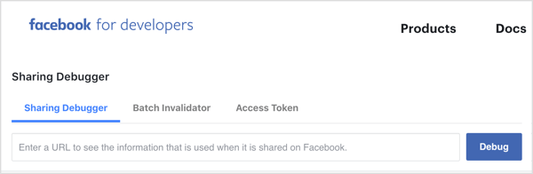 Usa lo strumento Debugger per assicurarti che Facebook stia estraendo l'immagine di anteprima del collegamento Facebook corretta.