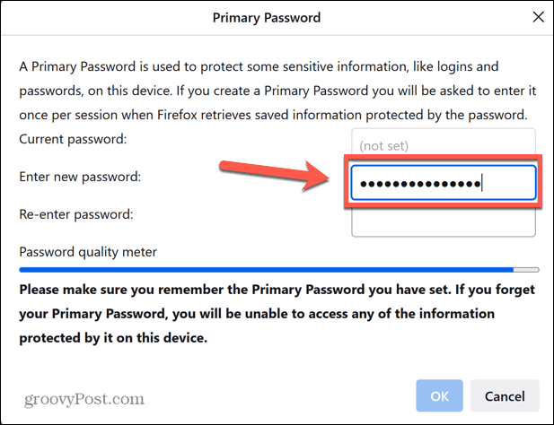 firefox nuova password primaria