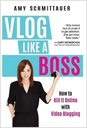 Amy Landino ha scritto il libro Vlog Like a Boss con il nome di Amy Schmittauer. La copertina mostra una foto di Amy dalla vita in su con in mano una videocamera. Il titolo appare su uno sfondo azzurro con lettere bianche e fucsia. Lo slogan del libro è How To Kill It Online With Video Blogging.