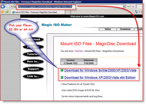 Link per il download di MagicISO x86 e x64 per Windows Server 2008