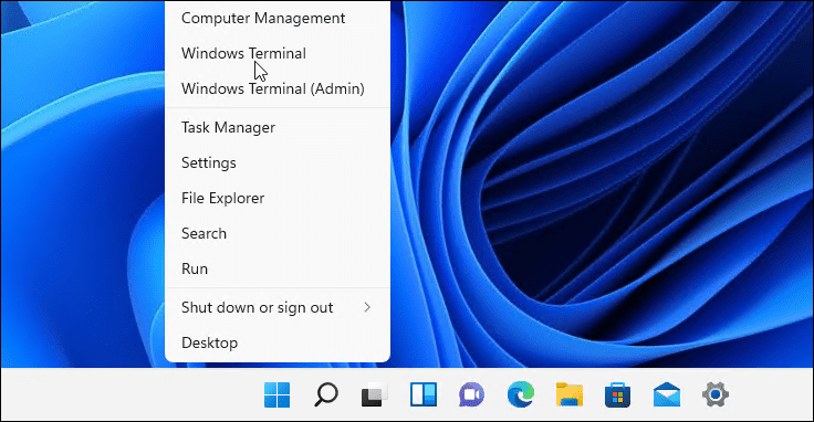 apri il menu Terminale di Windows