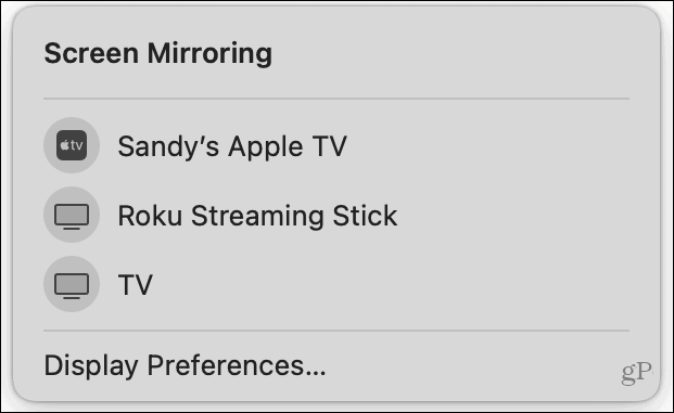 Screen Mirroring Control su Mac