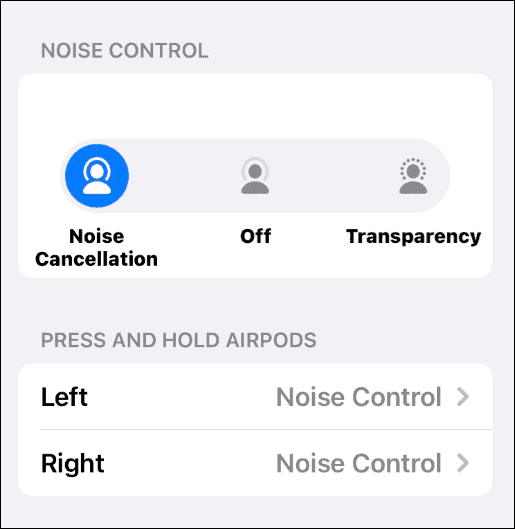 opzioni di cancellazione del rumore