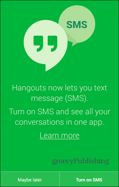SMS Hangouts attivato