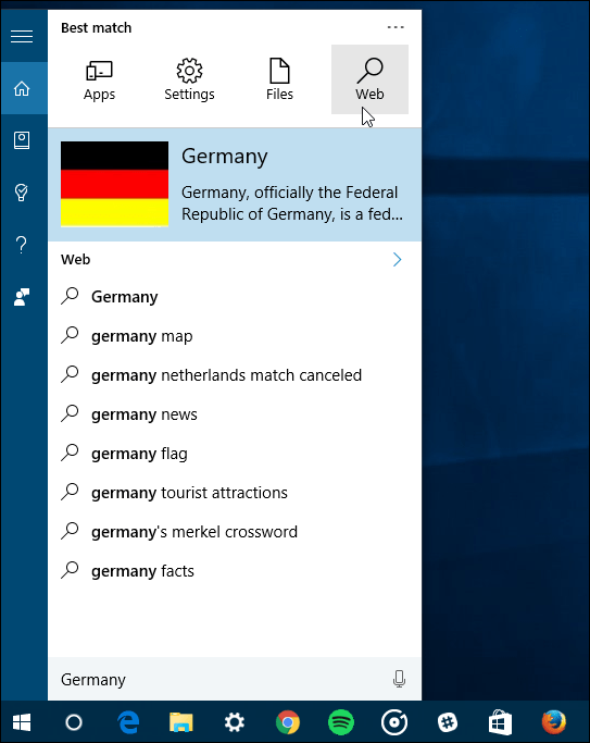 filtri di ricerca Windows 10