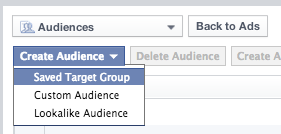 scegliendo un gruppo target salvato su Facebook