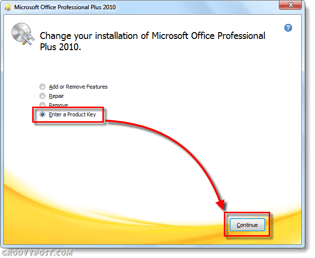 Office 2010 cambia la schermata del codice Product Key