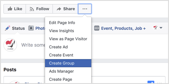 Facebook crea un gruppo con la pagina