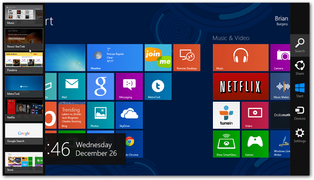 Disabilita gli angoli attivi di Windows 8 dalla barra degli accessi e dal commutatore
