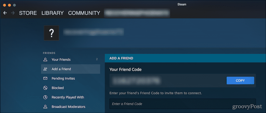 Come trovare il codice amico su Steam