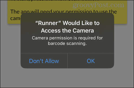 permessi della fotocamera dell'iPhone