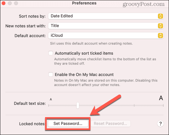 mac imposta una nuova password