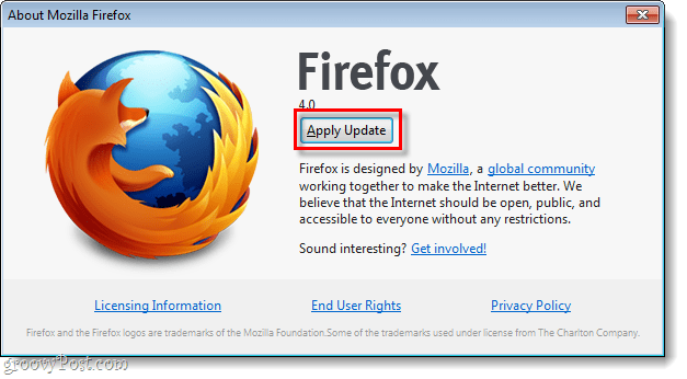 Firefox 4 applica l'aggiornamento