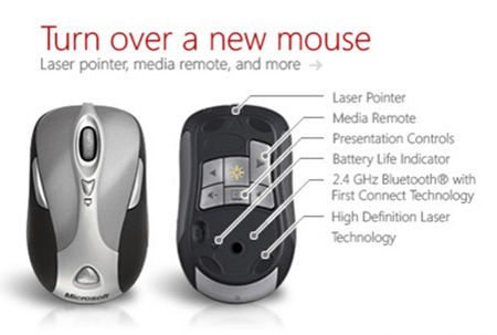 i pulsanti di presentazione del puntatore laser dei presentatori del mouse di microsoft controllano il wireless