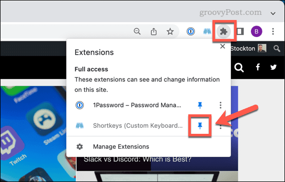Aggiungi un'icona di estensione in Chrome