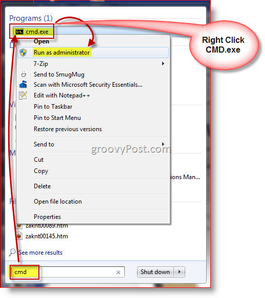Avviare il prompt dei comandi di Windows CMD.exe come amministratore