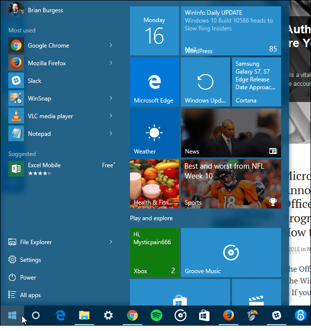 Windows 10 Avvia tre colonne