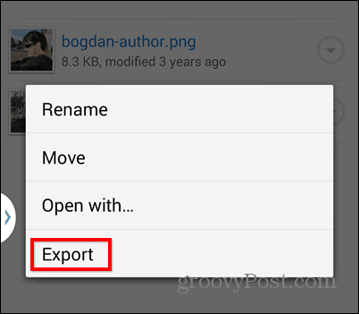Esportazione di Dropbox in esportazione SD
