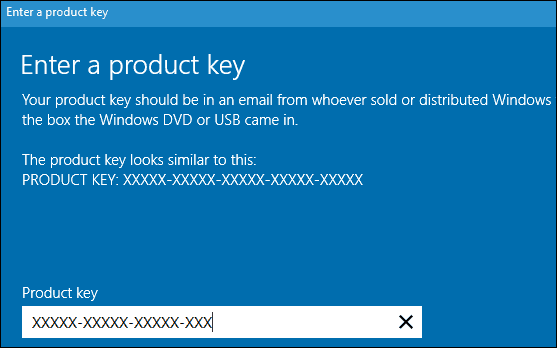 Cambia il codice Product Key di Windows 10